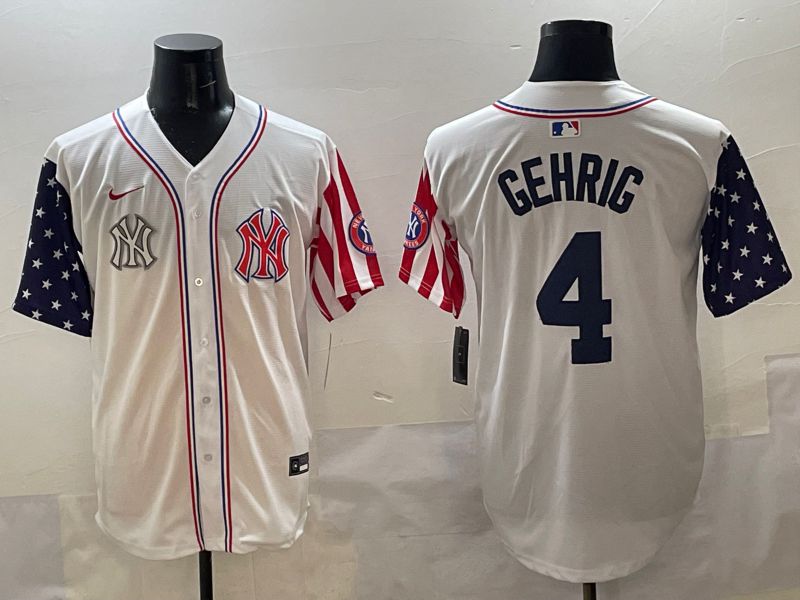 Men New York Yankees #4 Gehrig White a generation of national flags Jointly Name 2025 Nike MLB Jersey style 11->new york yankees->MLB Jersey